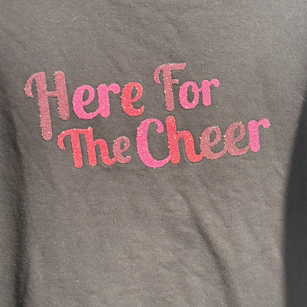 Holiday Time Women’s Here for the Cheer Black Christmas Sweatshirt Size M - Picture 2 of 8
